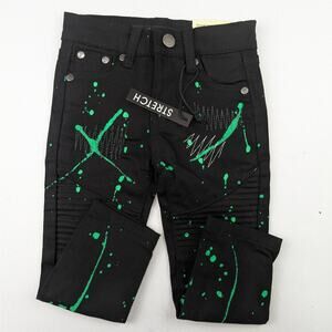 Trestles Supply Black Jeans with Green Paint Spotch